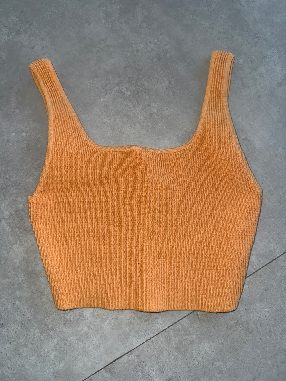 Aritzia Ribbed Square-Neck Crop Tank - Camel/Tan